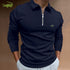 Men Stripe Long Sleeve Shirt Spring Autumn Embroidery Warm T-Shirt - Acapparelstore