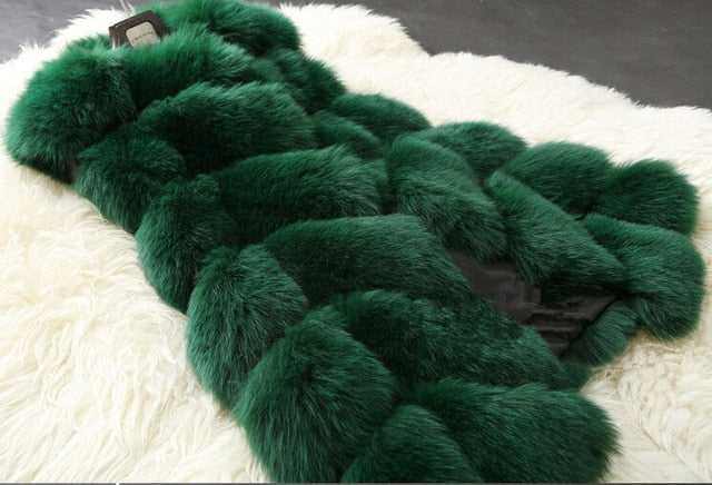 faux fur vest coats Warm Fox Fur Silver Women CoatWomen's faux fur vest coats Warm Fox Fur Silver Women Coat