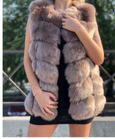 faux fur vest coats Warm Fox Fur Silver Women CoatWomen&