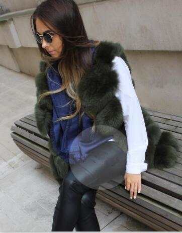 faux fur vest coats Warm Fox Fur Silver Women CoatWomen's faux fur vest coats Warm Fox Fur Silver Women Coat