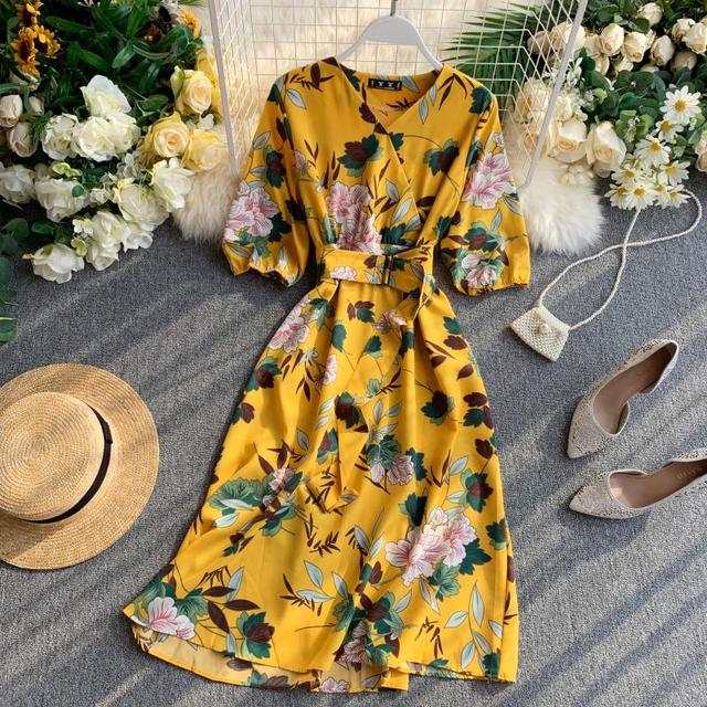 New Spring Autumn Dress Half-sleeved V-neck High Waist Slim Dress - Acapparelstore