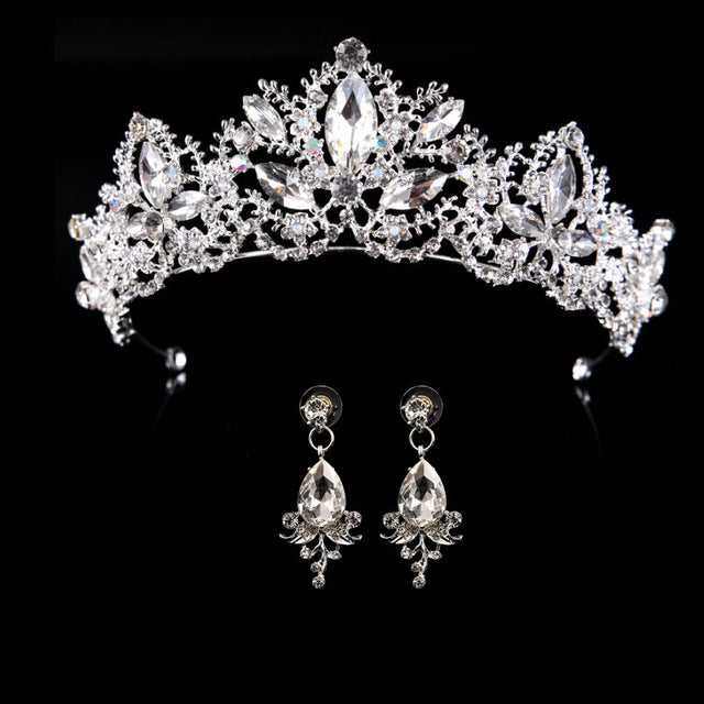 Wedding bridal crown with luxury earring rhinestone headband - Acapparelstore