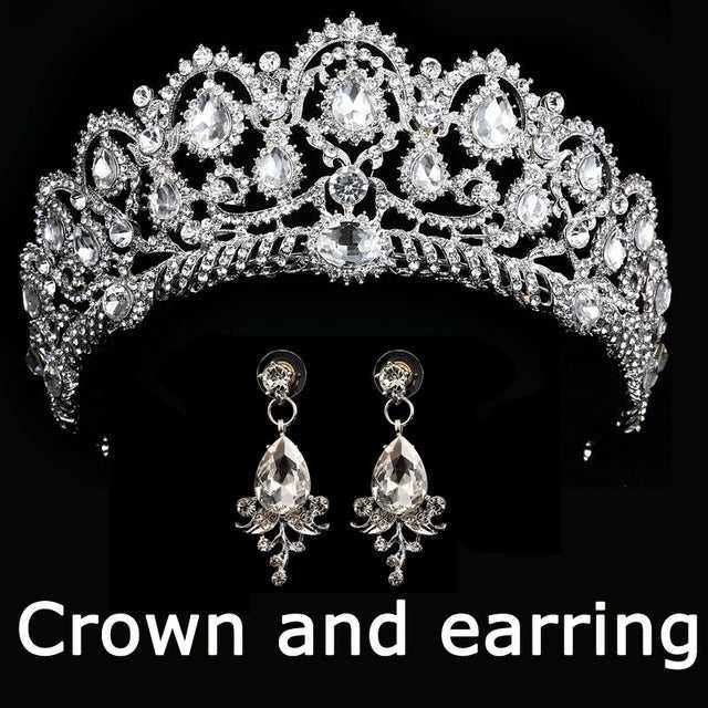 Wedding bridal crown with luxury earring rhinestone headband - Acapparelstore