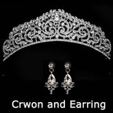 Wedding bridal crown with luxury earring rhinestone headband - Acapparelstore