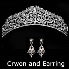 Wedding bridal crown with luxury earring rhinestone headband - Acapparelstore