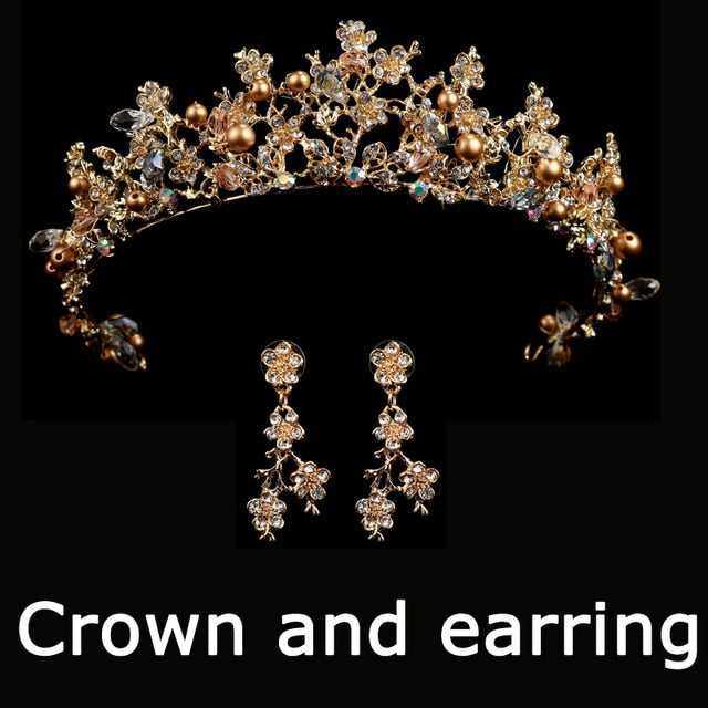 Wedding bridal crown with luxury earring rhinestone headband - Acapparelstore