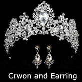 Wedding bridal crown with luxury earring rhinestone headband - Acapparelstore