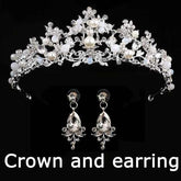 Wedding bridal crown with luxury earring rhinestone headband - Acapparelstore