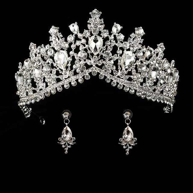 Wedding bridal crown with luxury earring rhinestone headband - Acapparelstore