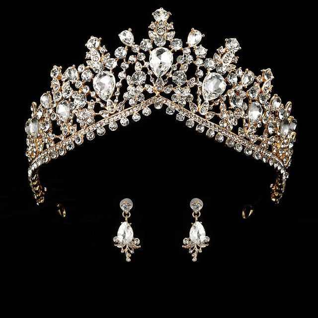 Wedding bridal crown with luxury earring rhinestone headband - Acapparelstore