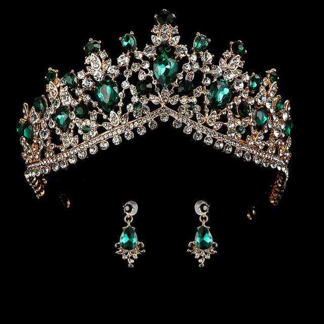 Wedding bridal crown with luxury earring rhinestone headband - Acapparelstore