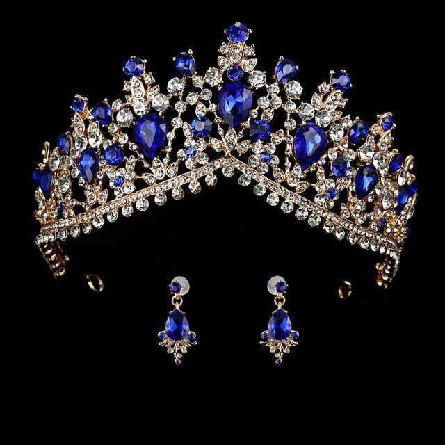 Wedding bridal crown with luxury earring rhinestone headband - Acapparelstore