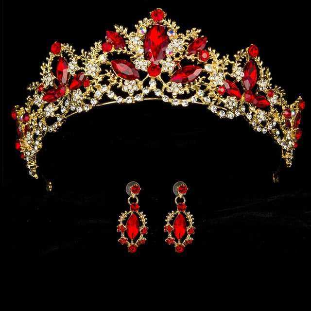 Wedding bridal crown with luxury earring rhinestone headband - Acapparelstore