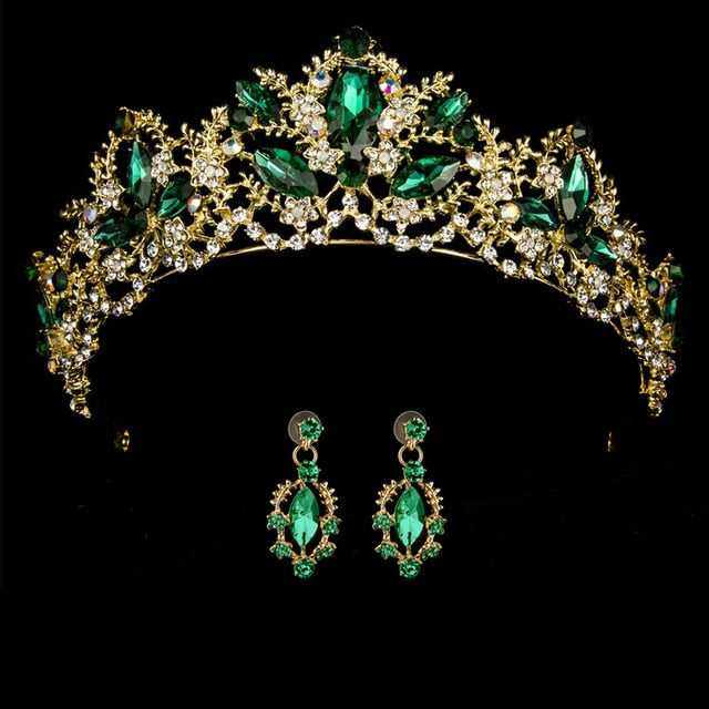 Wedding bridal crown with luxury earring rhinestone headband - Acapparelstore