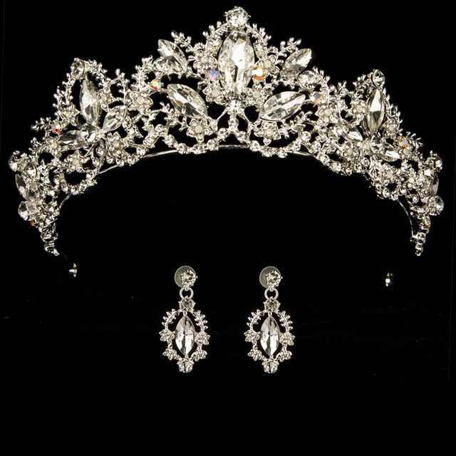 Wedding bridal crown with luxury earring rhinestone headband - Acapparelstore