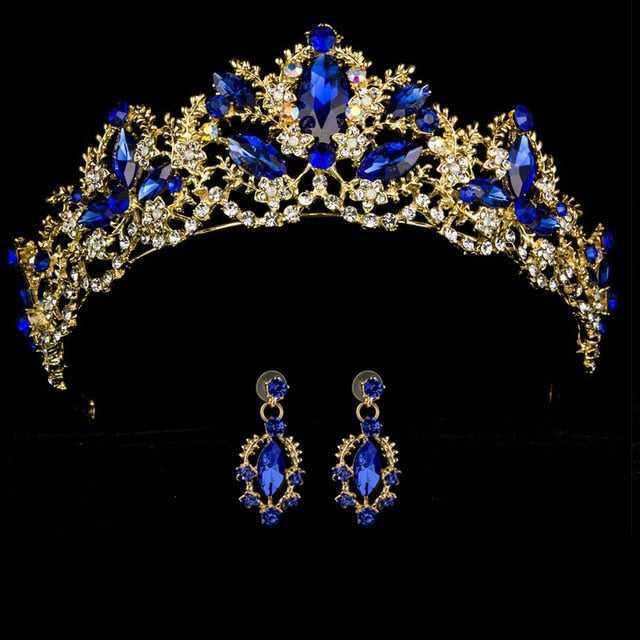 Wedding bridal crown with luxury earring rhinestone headband - Acapparelstore