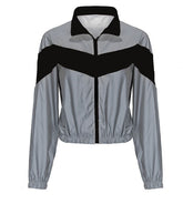 Reflective Zip Crop Women&