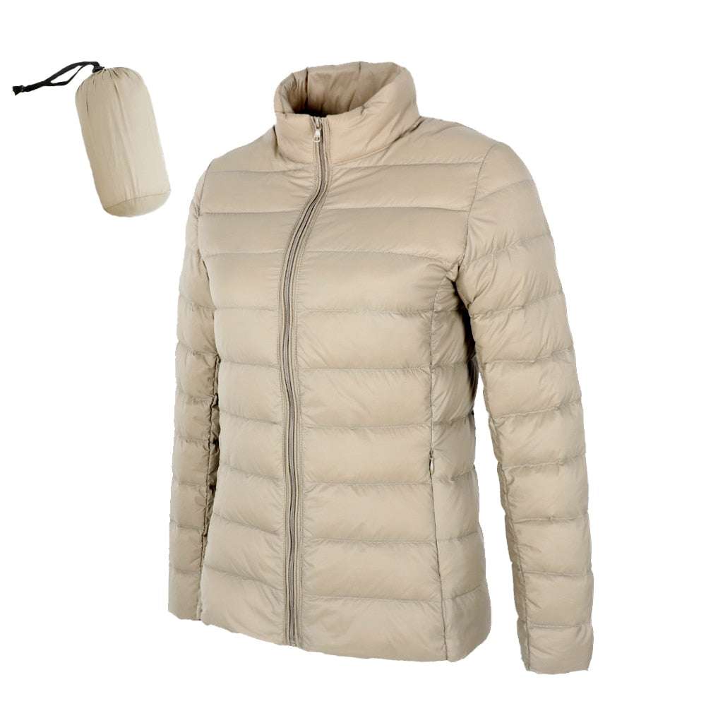 Jacket Stand Collar Warm OutwearNew Matte Woman's Ultra Light Duck Down Jacket Stand Collar Warm Outwe