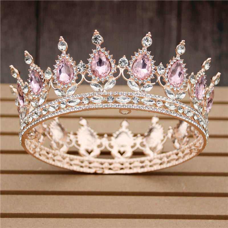 Pink Crystal Rose Gold Flower Wedding Crown TiarasWomen's Pink Crystal Rose Gold Flower Wedding Crown  Tiaras and Crowns