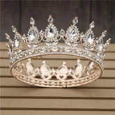 Pink Crystal Rose Gold Flower Wedding Crown TiarasWomen&