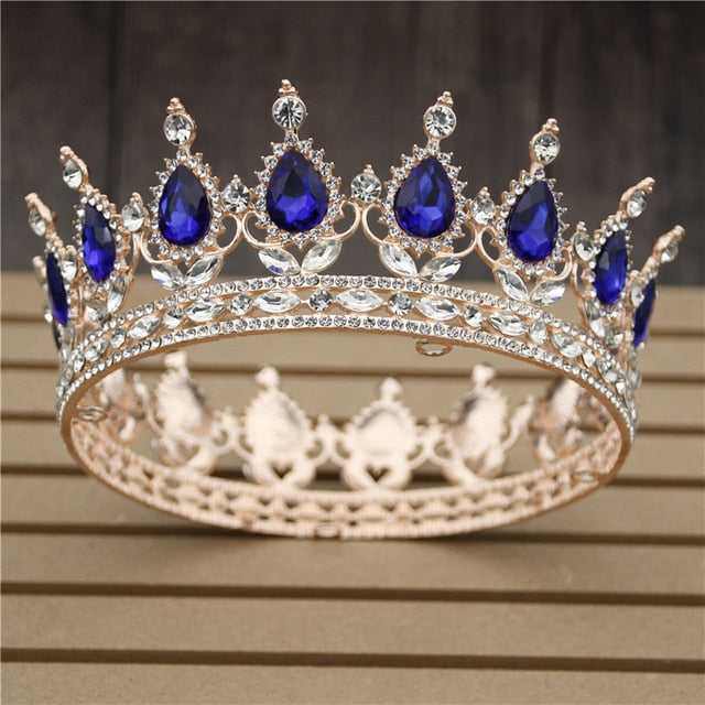 Pink Crystal Rose Gold Flower Wedding Crown TiarasWomen&