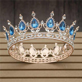 Pink Crystal Rose Gold Flower Wedding Crown TiarasWomen&