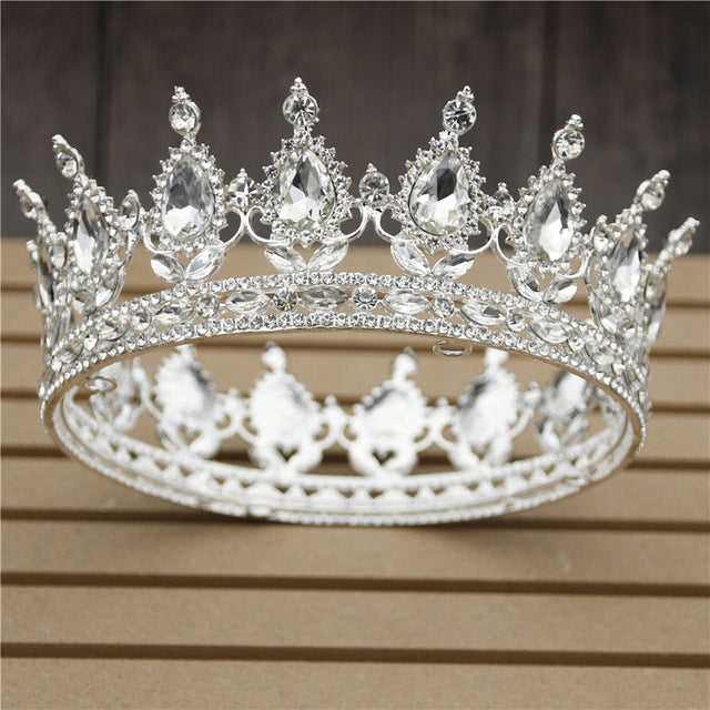 Pink Crystal Rose Gold Flower Wedding Crown TiarasWomen&