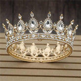 Pink Crystal Rose Gold Flower Wedding Crown TiarasWomen&