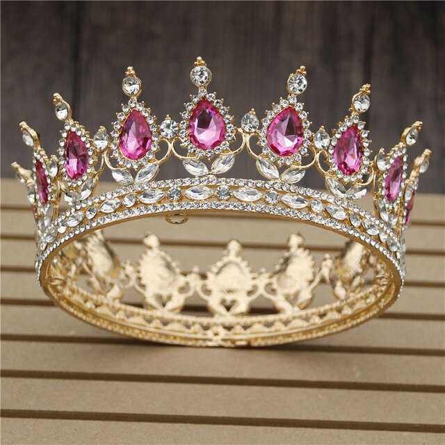 Pink Crystal Rose Gold Flower Wedding Crown TiarasWomen's Pink Crystal Rose Gold Flower Wedding Crown  Tiaras and Crowns