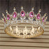 Pink Crystal Rose Gold Flower Wedding Crown TiarasWomen&