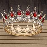 Pink Crystal Rose Gold Flower Wedding Crown TiarasWomen&