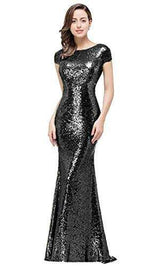 Sequins Prom Long Rose Gold Bridesmaid DressesWomen&
