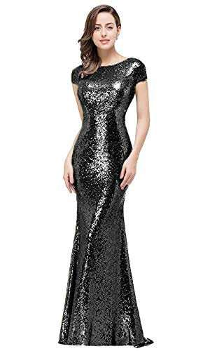 Sequins Prom Long Rose Gold Bridesmaid DressesWomen&
