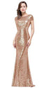 Sequins Prom Long Rose Gold Bridesmaid DressesWomen&