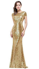Sequins Prom Long Rose Gold Bridesmaid DressesWomen&