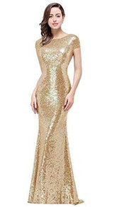 Sequins Prom Long Rose Gold Bridesmaid DressesWomen&