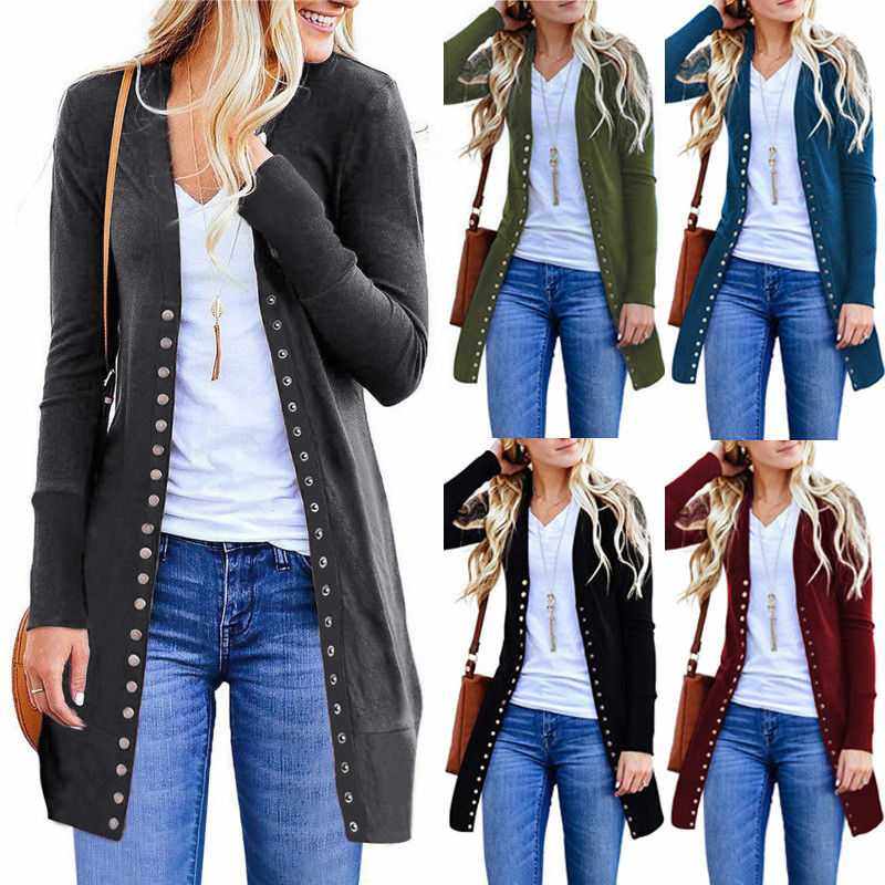 Elegant Women'Elegant Women's Coats-Spring Autumn Button Knitted Cardigan Overcoat