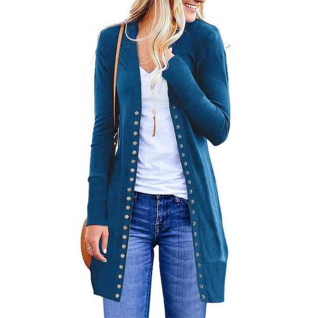 Elegant Women'Elegant Women's Coats-Spring Autumn Button Knitted Cardigan Overcoat
