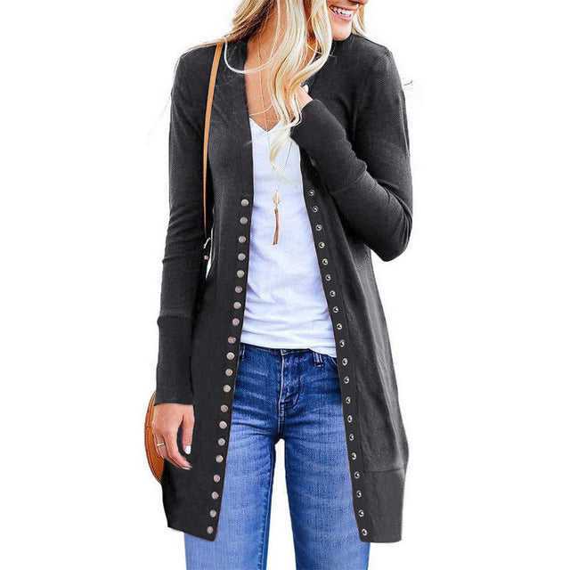 Elegant Women'Elegant Women's Coats-Spring Autumn Button Knitted Cardigan Overcoat