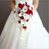 Waterfall Red Wedding Flowers Bridal Bouquets Artificial Pearls - Acapparelstore