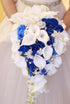 Waterfall Red Wedding Flowers Bridal Bouquets Artificial Pearls - Acapparelstore