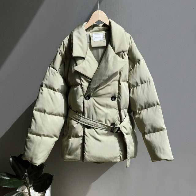 Thick Winter Autumn Elegant Woman's Lapel Cotton Coat - Acapparelstore