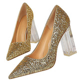 Block High Heels Scarfpins Gold SilverHandmade Plus Size Women&