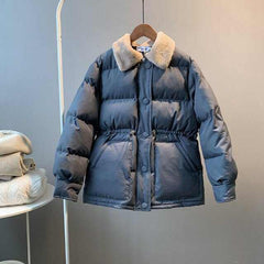 Warm Winter Women'Warm Winter Women's  Fur Collar Fashion Cotton Coat-Solid Color Loose 