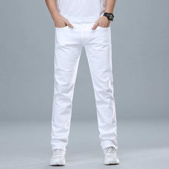 Regular Fit White Jeans Business Fashion Cotton DenimClassic Style Men's Regular Fit White Jeans Business Fashion Cotton De