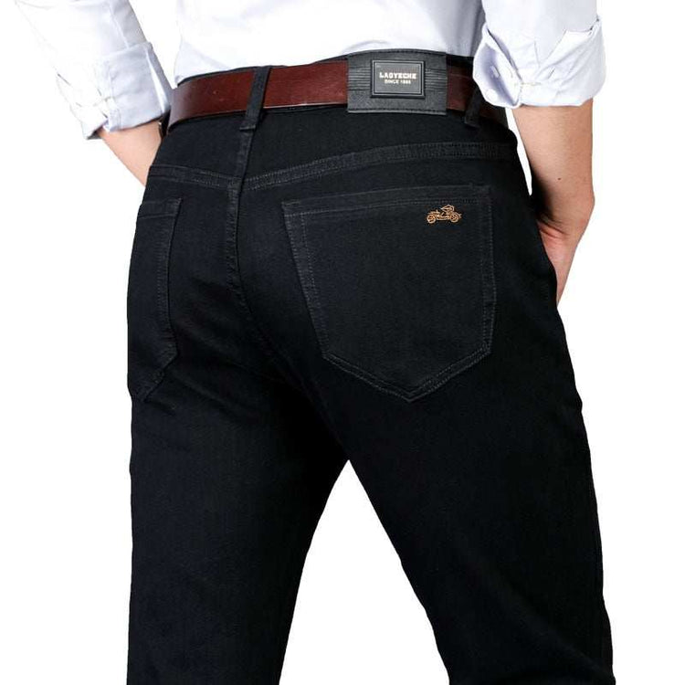 Black Jeans Business Fashion Classic Style Elastic Slim Straight TrousersMen&