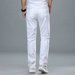 Regular Fit White Jeans Business Fashion Cotton DenimClassic Style Men's Regular Fit White Jeans Business Fashion Cotton De