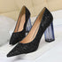 Block High Heels Scarfpins Gold SilverHandmade Plus Size Women&