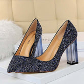 Block High Heels Scarfpins Gold SilverHandmade Plus Size Women&