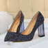 Block High Heels Scarfpins Gold SilverHandmade Plus Size Women&
